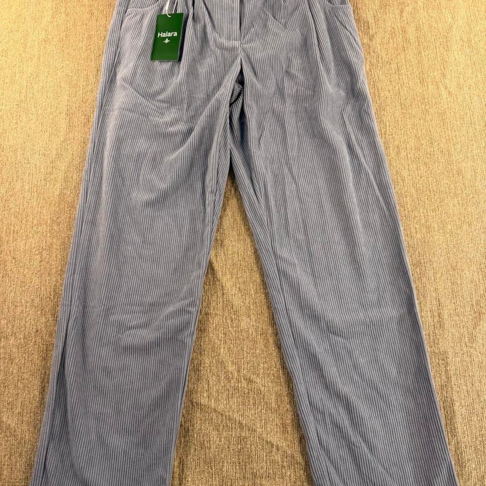 Halara High Waisted Corduroy Wide Leg Pants Dusty Blue Grey Size S Regular NWT